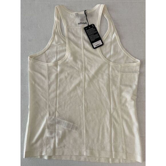 Allbirds Natural Run Tank Women Sz S Ivory White Pullover Wool Blend Sheer - Picture 3 of 5